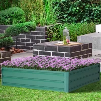 Outsunny 4' x 4' x 1' Raised Garden Bed Galvanized Steel Planter Box for Vegetables, Flowers, Herbs, Green(m-1)