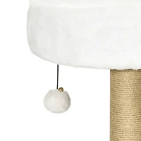 PawHut Cat Tower Condo for Indoor Cats, Small Cat Tree with Jute Scratching Posts, Top Perch, Dangling Balls, White(m-9)