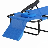 Outsunny Folding Lounge Chair w/ Reclining Back, Dark Blue(m-11)