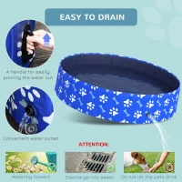 PawHut Foldable Pet Swimming Pool, Portable Dog Bathing Tub, 12" x 55" Plastic Large Dog Pool for Outdoor Dogs and Cats, Blue(m-4)