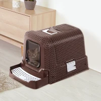 PawHut D31-002 Deluxe Cat Litter Pan, Coffee(m-1)