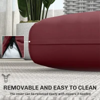 Outsunny 2 Seater Outdoor Seat Cushions with Backrest, Loveseat Double Sofa Outdoor Furniture Cushions, Wine Red(m-6)