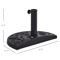 Outsunny 20 lbs Resin Half Round Patio Umbrella Base 20" Outdoor Decorative Parasol Stand Holder For Φ1.5", Φ1.9" Pole, Black(m-3)