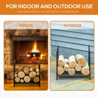 Outsunny 16" Heavy Duty Metal Fireplace Log Holder, Firewood Rack Outdoor for Fireplace Storage, Black(m-6)