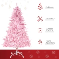 HOMCOM 6FT Artificial Christmas Tree Holiday Xmas Tree Decoration with Automatic Open for Home Party, Pink(m-4)