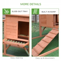 PawHut 96.5" Chicken Coop Wooden Hen House Poultry Cage Pen Portable with Wheels and Nesting Box, Chicken Cage for Backyard Outdoor, Natural(m-13)
