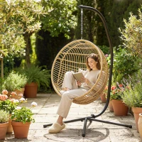 Outsunny Hanging Egg Chair Stand Only, Heavy Duty Hammock Chair Stand, 330lbs Weight, Black(m-7)