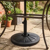 Outsunny Umbrella Base, Heavy Duty Concrete Base Holder with Steel Pole, Round Parasol Stand for Patio, Outdoor, Backyard, Black(m-1)