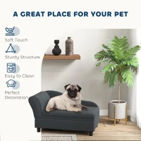 PawHut Pet Sofa Bed Couch with Storage, Pet Sofa for Cats and Small Dogs, Dark Gray(m-4)