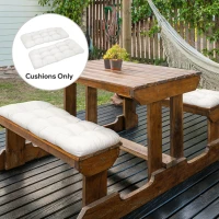 Outsunny Set of 2 Patio Bench Replacement Cushions, 2 Seater Outdoor Loveseat Cushion Seat Pad, 43" x 19" x 3", Cream White(m-1)
