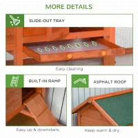 PawHut 67" Wooden Chicken Coop Outdoor Chicken House Small Animal Rabbit Habitat Hen House Poultry Cage with Removable Tray Openable Nesting Box Backyard(m-7)
