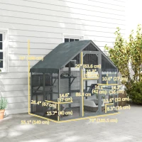 PawHut Large Catio Outdoor with Waterproof Cover, 2 Resting Boxes, 4 Platforms, Bridge, for 2-4 Kittens, Grey(m-3)