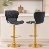 HOMCOM Counter Height Bar Stools Set of 2, Adjustable Height Bar Chairs with Swivel Seat, PU Leather Upholstery(m-1)