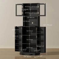 HOMCOM 71" Kitchen Pantry Cabinet, Freestanding Kitchen Hutch with 8 Door Shelves, Adjustable Shelf and Acrylic Doors, Black(m-3)