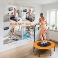 Soozier 39" Mini Exercise Trampoline w/ Adjustable T-Bar Indoor Fitness Rebounder Orange(m-7)
