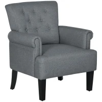 HOMCOM Armchair, Fabric Accent Chair, Modern Living Room Chair with Wood Legs and Rolled Arms for Bedroom, Grey(m-2)