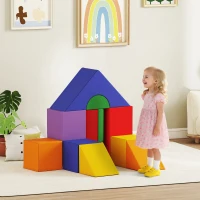 Soozier 11 Piece Soft Play Blocks Kids Climb and Crawl Gym Toy Foam Building Light Colour(m-1)