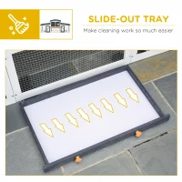 PawHut Wooden Large Rabbit Hutch with Double Runs, Removable Tray, Ramps, Roof, 78" x 19" x 34", Outdoor Use, Gray(m-6)