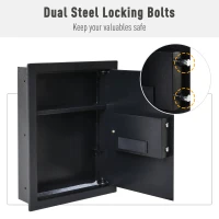 HOMCOM Flat Superior Electronic Hidden Wall Safe Box for Jewelry or Valuables Digital Lock Home Office Hotel Security (Black)(m-9)