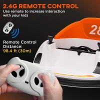 Qaba 12V Bumper Car for Toddlers, Ride On Car with 360 Degree Remote Control, Lights Music Horn, for 1.5-5 Years, Orange(m-6)