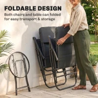 Outsunny 3-Piece Outdoor Foldable Rocking Chair Set, Orange(m-5)