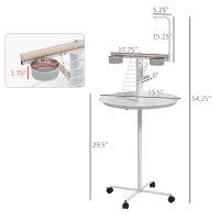 PawHut Bird Stand with Wheels, Perches, Feed Bowls, Round Tray for Parrot(m-4)