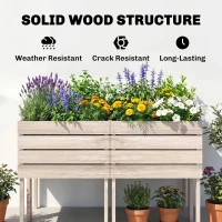 Outsunny 4PCS Wooden Raised Beds for Garden, DIY Shape Elevated Planter Box Kit with Bed Liner for Flowers Vegetables, Outdoor Indoor Planting Box Container(m-7)