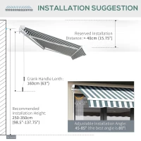 Outsunny 8' x 7' Retractable Awning, Patio Awnings, Sunshade Shelter with 280 g/m² UV & Water-Resistant Fabric and Aluminum Frame for Deck, Balcony, Yard, Green and White(m-6)
