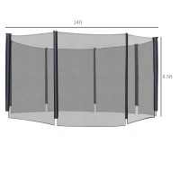 Soozier 14 FT Trampoline Net Enclosure Trampolining Bounce Safety Accessories w/ 8 Poles Net Enclosure Only, Black(m-3)