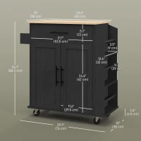 HOMCOM Rolling Island with Wheels for Kitchen, Kitchen Island on Rollers with Power Outlets, Drawer and Doors(m-3)