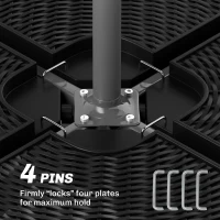 Outsunny 4PCs Cantilever Umbrella Base Weights for Offset Banana Parasol, Wicker Effect HDPE Water or Sand Filled Patio Umbrella Weights with Built-in Handles, Black(m-7)