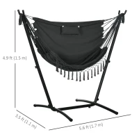 Outsunny Patio Hammock Chair with Stand, Outdoor Hammock Swing Hanging Lounge Chair with Side Pocket and Headrest, Dark Grey(m-3)