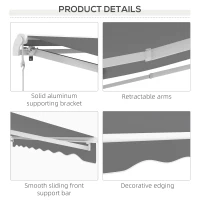 Outsunny 10'x8' Electric Retractable Awning with Remote Controller, Crank Handle, Aluminum Frame for Deck Balcony, Light Grey(m-7)