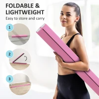 Soozier 7.7ft Folding Balance Beam, Gymnastics Equipment with Anti-Slip Bottom for Kids Home Training, Red(m-4)