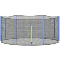 Soozier Trampoline Net Enclosure for 14ft Round Trampoline with 8 Straight Poles Poles Not Included, Weather Resistant Trampoline Netting Replacement with Zippered Entrance, Blue(m-9)