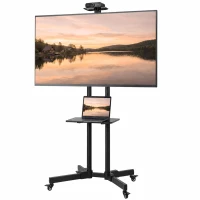 HOMCOM Rolling TV Stand for 32-75 Inch Screens, Mobile TV Stand with Tilt, Height Adjustable, Locking Wheels, Black(m-2)