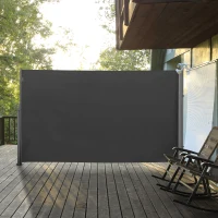 Outsunny 118" x 71" Outdoor Folding Privacy Screen Retractable Side Awning Patio with Resistance to UV Rays and Wind Grey(m-1)