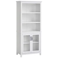 HOMCOM Multifunctional Storage Cabinet Bookcase with Adjustable Shelves Display Rack for Study, Kitchen, Living Room, White(m-2)