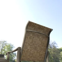 Outsunny 3PCs Gliding Rocking Chair & Bistro Tea Table Set, Brown(m-7)