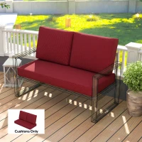 Outsunny 2 Seater 5" Thick Outdoor Seat Cushions with 7" Backrest, Loveseat Outdoor Furniture Cushions, Wine Red(m-1)