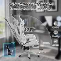 HOMCOM Cute Racing Gamer Chair, PU Leather Gaming Chair with Footrest, Headrest and Lumbar Support, Black(m-6)
