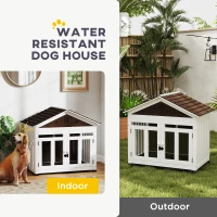 PawHut 40"L Wooden Dog House Outdoor Indoor for Small, Medium, Large Dogs, with Air Vents & Elevated Removable Floor(m-6)