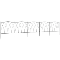 Outsunny 5PCs Outdoor Garden Fence Panels, Metal Wire Landscape Flower Bed Border Edging Animal Barrier, 24" x 10', Black(m-9)