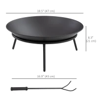 Outsunny Fire Pit with Poker, Garden Fire Brazier Patio Heater Log Wood Burner for Outdoor Camping Bonfire, Black(m-3)