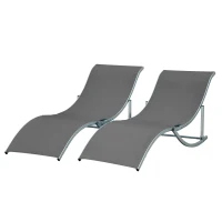 Outsunny Pool Chaise Lounge Chairs Set of 2, S-shaped Foldable Outdoor Chaise Lounge Chair Reclining for Patio Beach Garden With 264lbs Weight Capacity, Dark Grey(m-11)