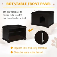 PawHut Wooden Cat Litter Box Enclosure Furniture Style Kitten Washroom with Rotated Door End Table Hideaway, Brown(m-5)