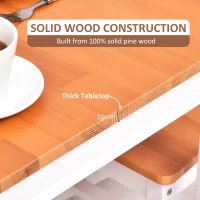 HOMCOM Dining Table Set for 4, 5 Piece Pine Wood Kitchen Table with High Back Chairs, Rectangular Table and 4 Armless Chair, White and Natural Wood(m-6)