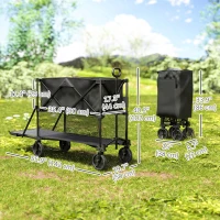 Outsunny Double Decker Folding Wagon Cart, 450LBS & 350L Capacity Collapsible Garden Cart for Camping Sports Shopping and Beach(m-3)