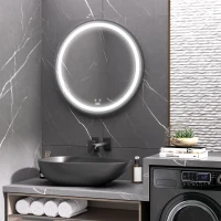 kleankin LED Bathroom Mirror for Vanity, Dimmable Lighted Anti Fog Wall Mirror with 3 Temperature Colors, Plug-in, 28 Inch(m-1)