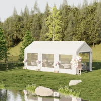 Outsunny 20' x 10' Party Tent Canopy, Gazebo Tent with 6 Removable Side Walls and Windows for Outdoor Event, White(m-8)